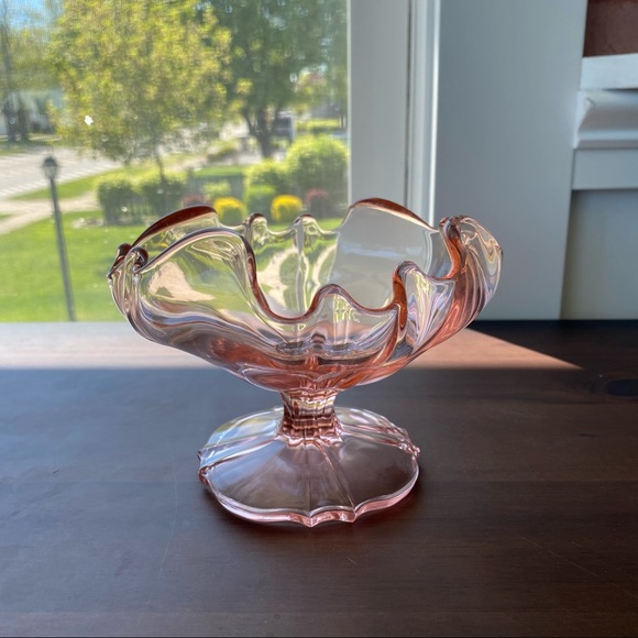 Vintage Accents Pink Depression Glass Pedestal Bowl Poshmark